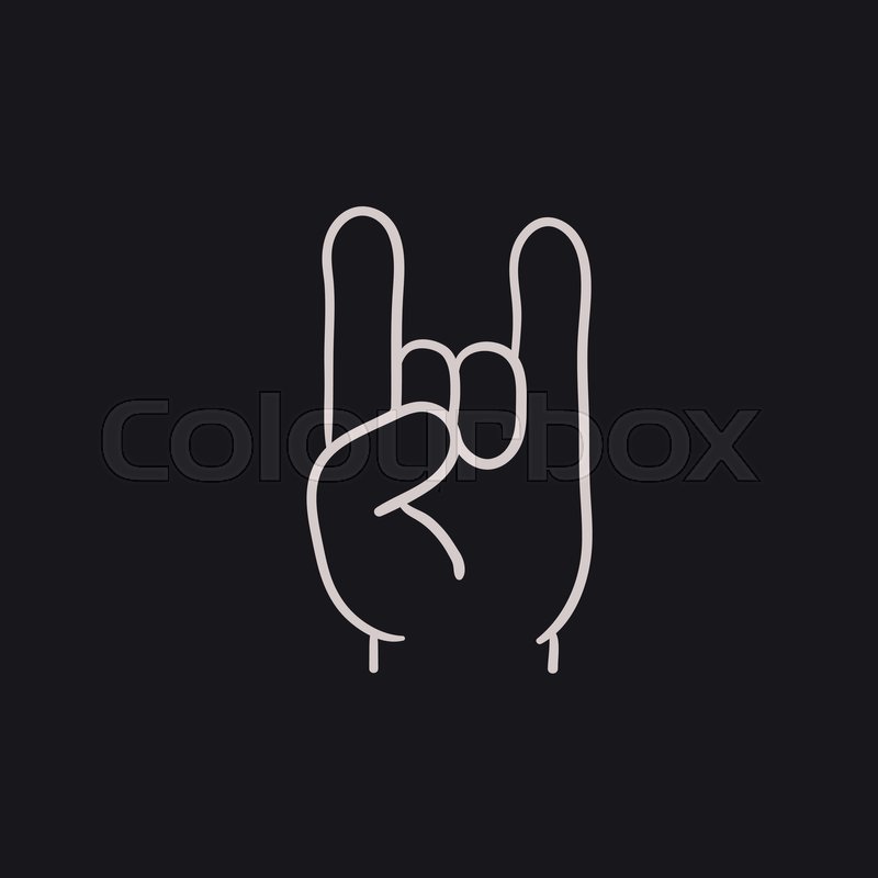 800x800 Rock And Roll Hand Sign Vector Sketch Icon Isolated On Background - Rock And Roll Sketch