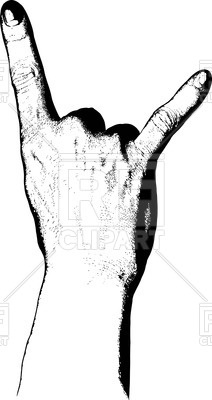 212x400 Hand With Two Fingers Raised, Rock N Roll Salute - Rock And Roll Sketch
