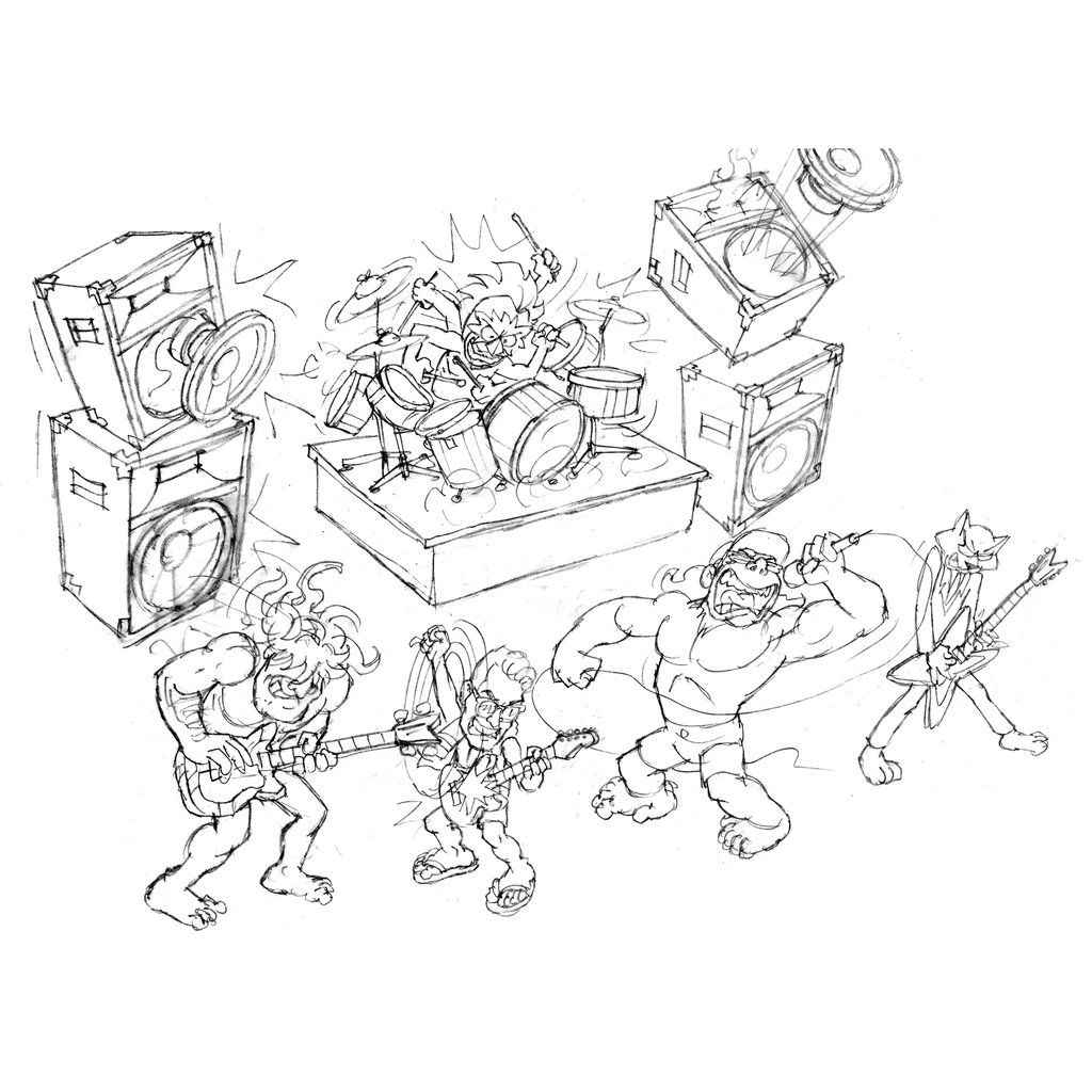 1024x1024 Daily Doodles X Steve Nazar Tagged Rock Band Thrilla Krew - Rock Band Sketch