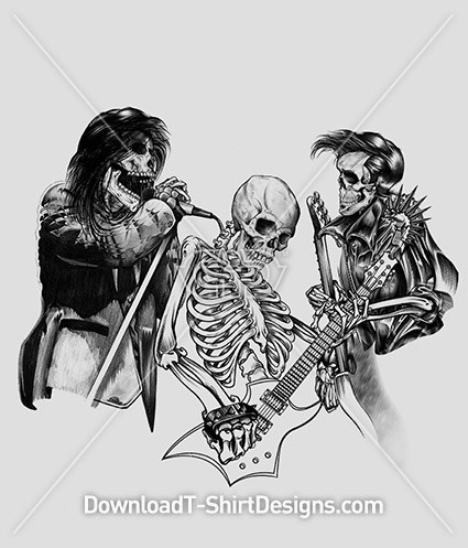 425x497 Skeleton Music Rock Band Guitar - Rock Band Sketch