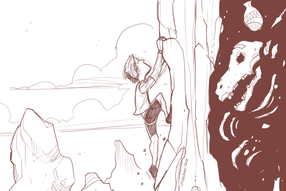 1000x667 Daily Sketch 0016 Climbing Rocks The Bean - Rock Climbing Sketch