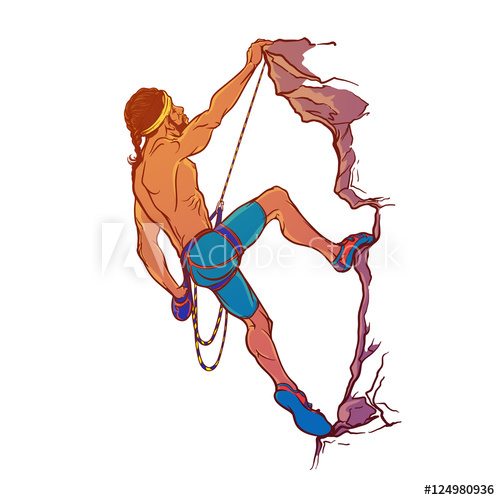 500x500 Summer Sport Activities. Rock Climber. Sketched Athletic Man - Rock Climbing Sketch