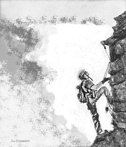 258x300 The Climber Drawing By Jim Hubbard - Rock Climbing Sketch
