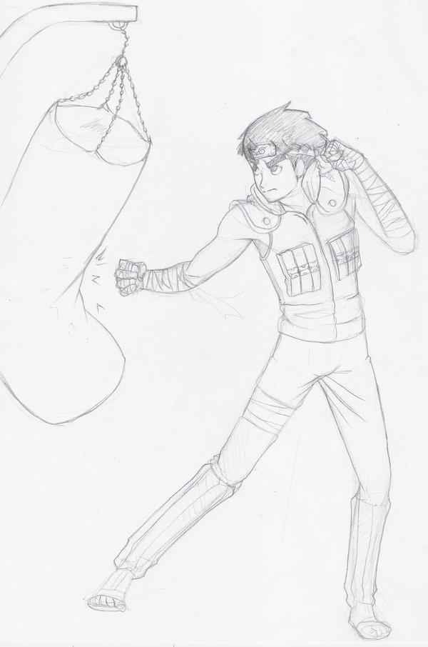 600x906 Naruto Rock Lee 00 Sketch By Acexl1000 - Rock Lee Sketch