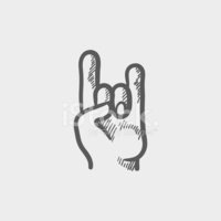 200x200 Rock And Roll Hand Sign Sketch Icon Stock Vectors - Rock N Roll Sketch