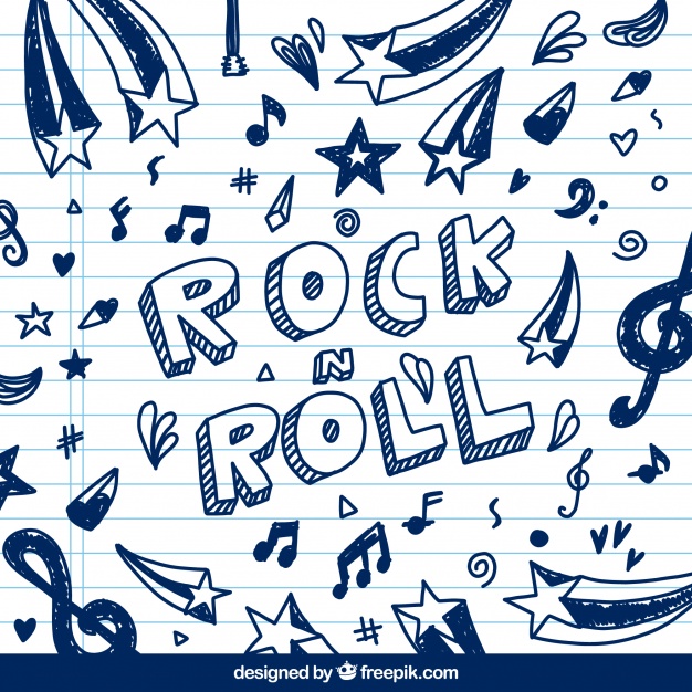 626x626 Rock And Roll Background With Sketches Of Musical Notes Vector - Rock N Roll Sketch