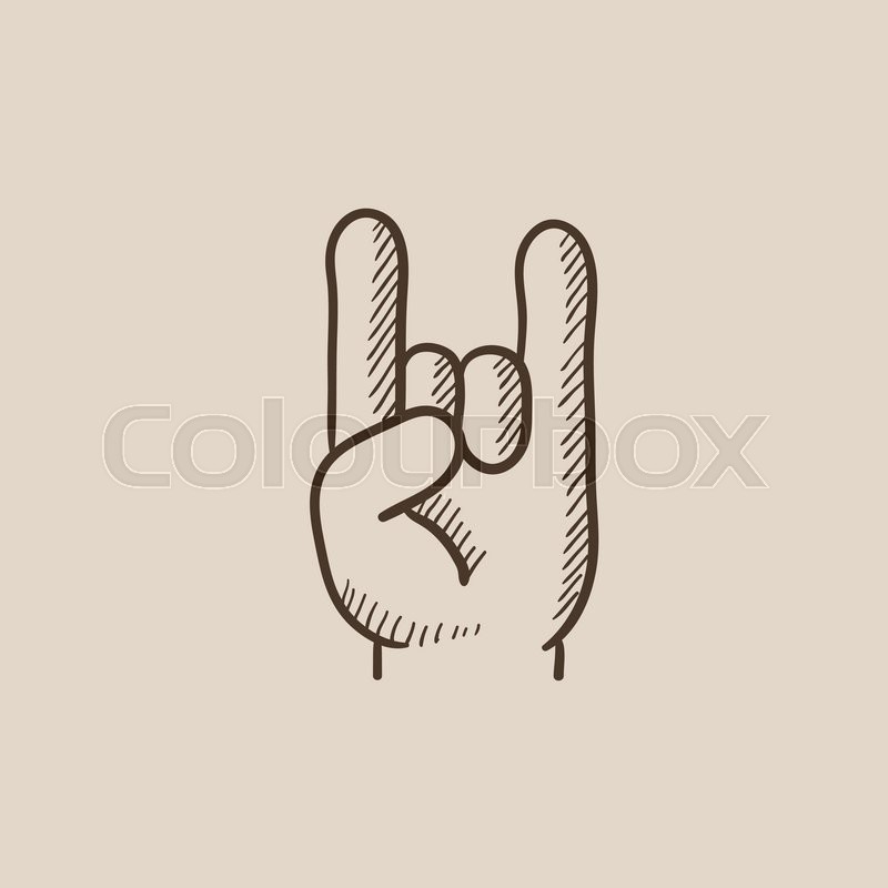 800x800 Rock And Roll Hand Sign Sketch Icon For Web, Mobile And - Rock N Roll Sketch