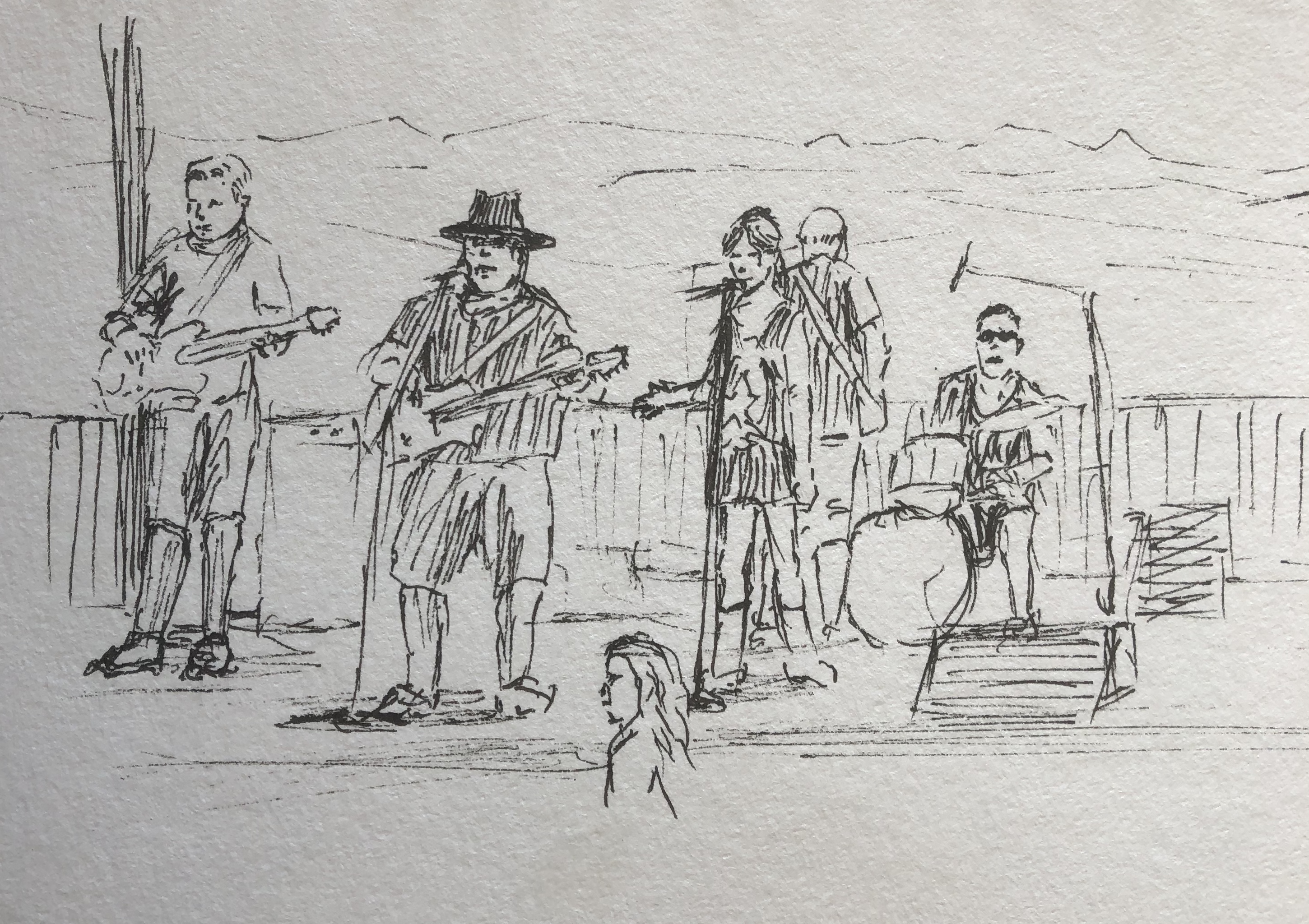 2900x2048 Ink Drawing Of Rock N Roll Band Blogwatercolor Paintingslarryzink - Rock N Roll Sketch