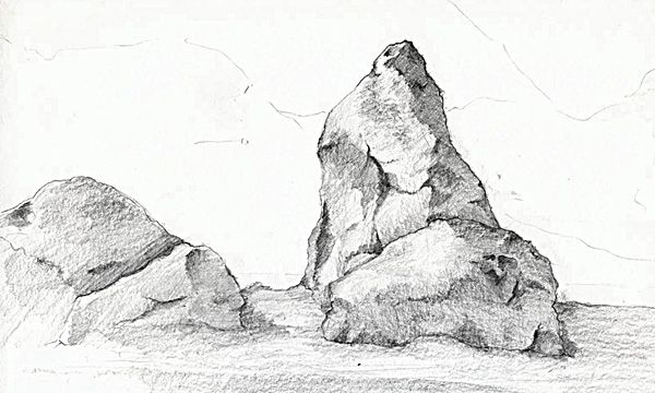 600x360 How To Sketch Realistic Rocks - Rock Sketch