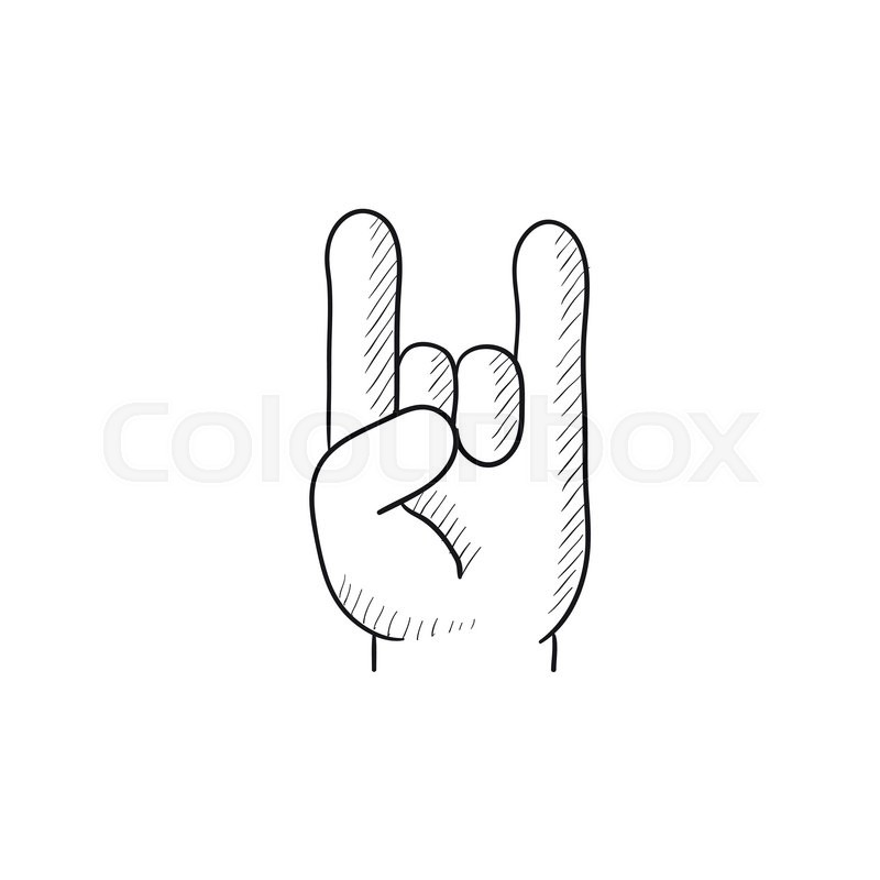 800x800 Rock And Roll Hand Sign Vector Sketch Icon Isolated On Background - Rock Sketch
