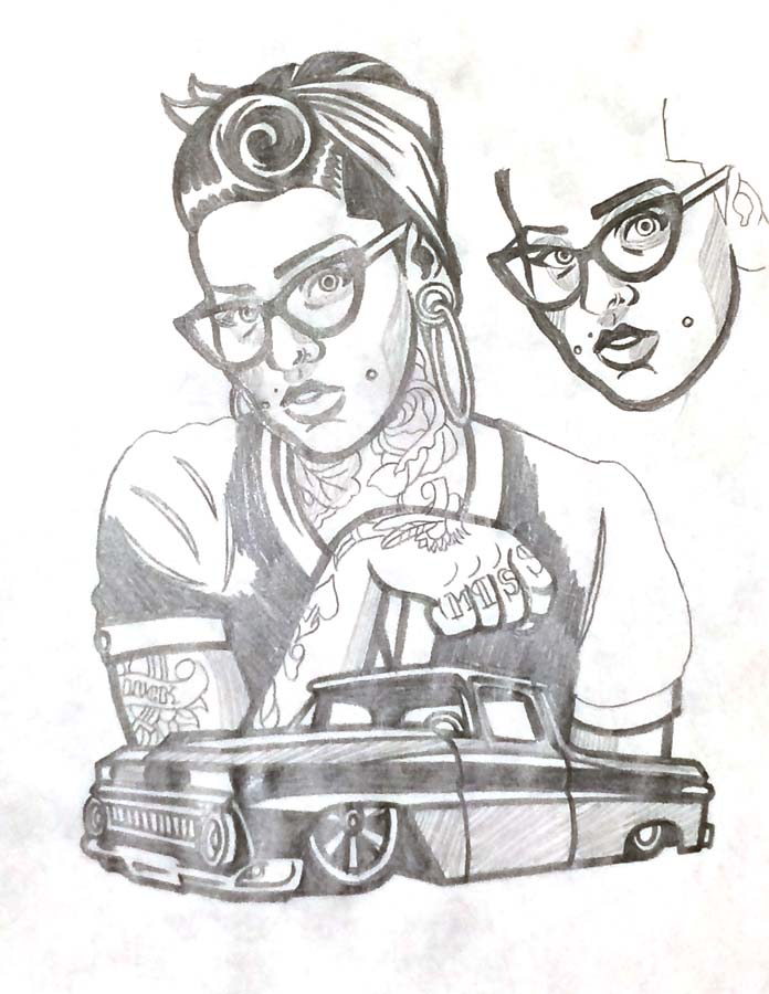 696x900 Store Dr. Alderete Rockabilly Girl La Fiambrera - Rockabilly Sketch
