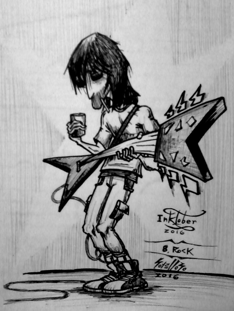 753x1000 Rock. Rocker, Rockstar, Guitar, Guitarra, Sketch, Draw - Rocker Sketch