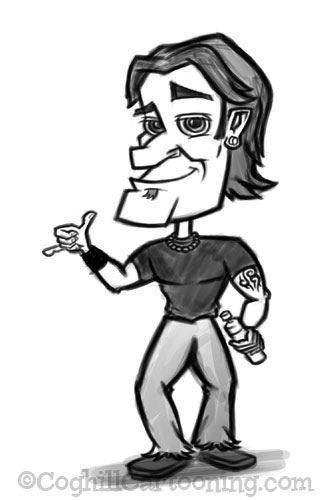 327x500 Rocker Dude Cartoon Character Sketch This Cartoon Sketch - Rocker Sketch