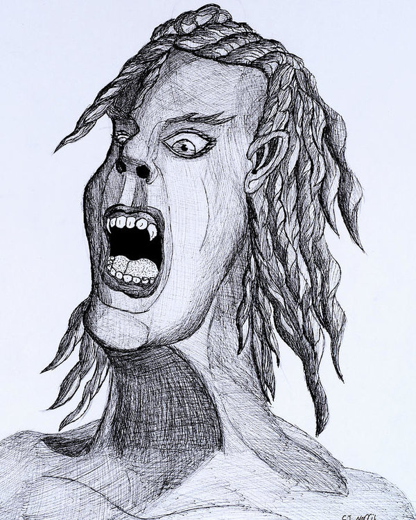 600x750 Screaming Rocker Art Print By Clark Norris - Rocker Sketch