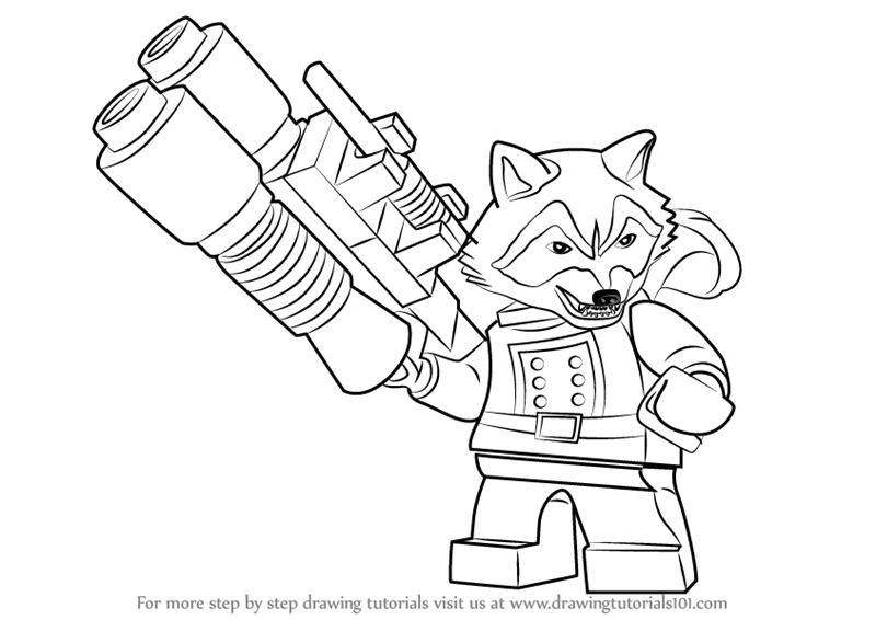 800x566 Learn How To Draw Lego Rocket Raccoon (Lego) Step By Step - Rocket Raccoon Sketch