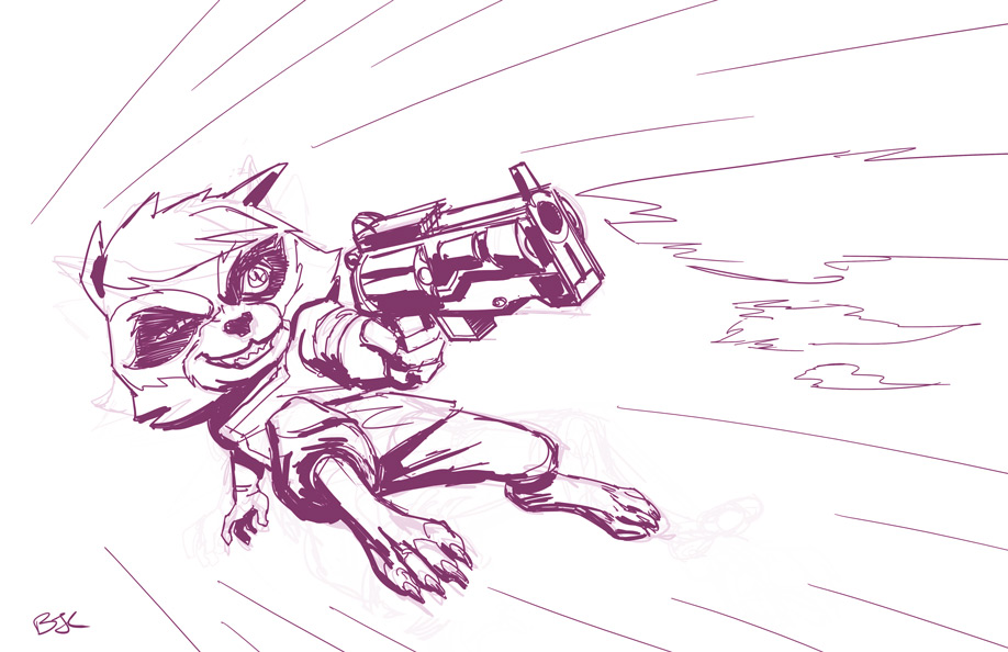 918x594 Rocket Raccoon Sketch By Barometron - Rocket Raccoon Sketch