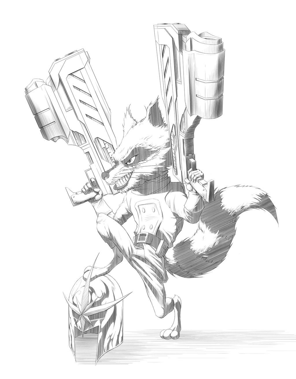 1024x1309 Rocket Raccoon By Bodytriangle Lineart Guardians - Rocket Raccoon Sketch