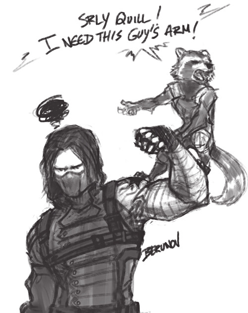 500x632 Sketch Bucky Barnes Winter Soldier Mcu Guardians Of The Galaxy Mon - Rocket Raccoon Sketch