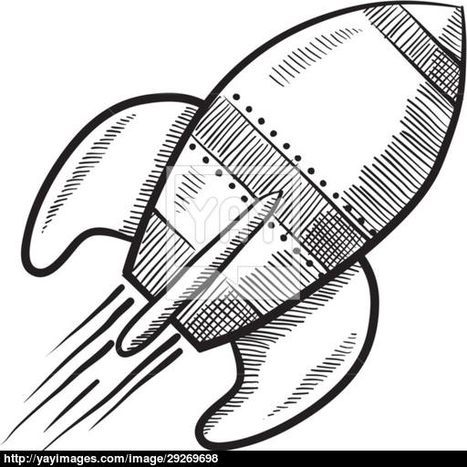 512x512 Retro Rocketship Sketch Vector - Rocket Ship Sketch