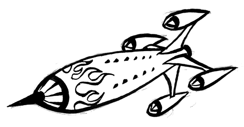 500x261 Rocketship, Or Spaceship - Rocket Ship Sketch