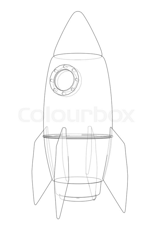 546x800 Rocket Sketch. Vector Rendering Of 3d. Wire Frame Style. The - Rocket Sketch