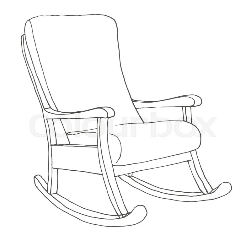 800x800 Rocking Chair Isolated On White Background. Sketch A Comfortable - Rocking Chair Sketch