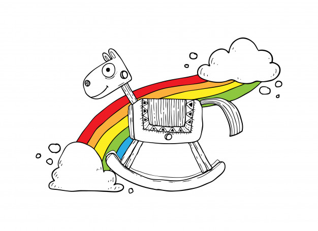 626x455 Rocking Horse Sketch Vector Premium Download - Rocking Horse Sketch