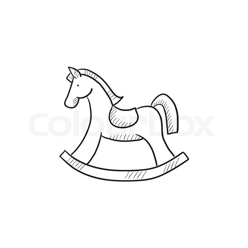 800x800 Rocking Horse Vector Sketch Icon Isolated On Background. Hand - Rocking Horse Sketch