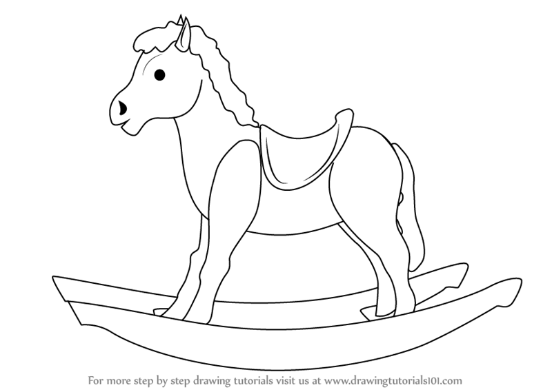 800x569 Step By Step How To Draw Rocking Wooden Horse For Kids - Rocking Horse Sketch