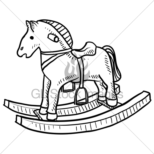 500x500 Wooden Rocking Horse Sketch Gl Stock Images - Rocking Horse Sketch