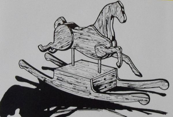 600x409 Build It Yourself Rocking Horse Vintage Woodworking Plan - Rocking Horse Sketch