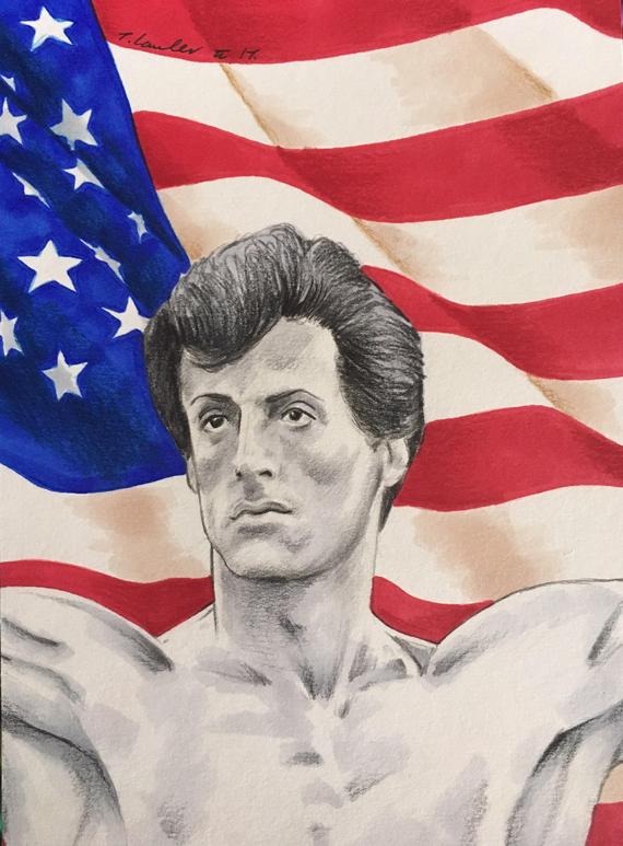 570x773 Rocky Balboa Original Drawing .fan Art A5 Size.sylvester Etsy - Rocky Balboa Sketch