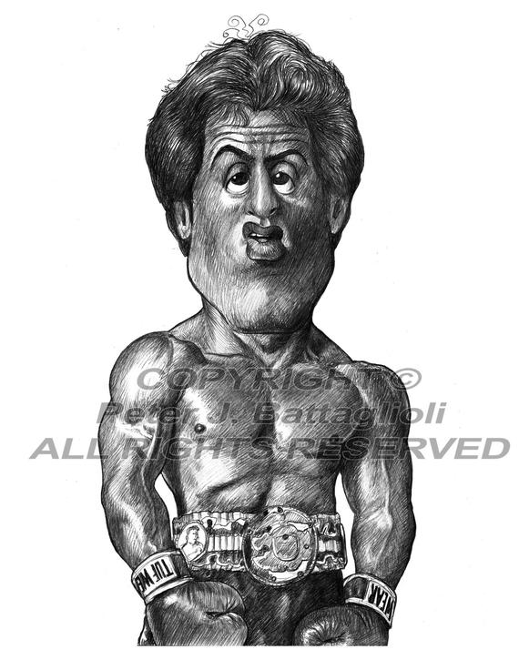 570x725 Sylvester Stallone As Rocky Balboa Poster Caricature Art Print Etsy - Rocky Balboa Sketch