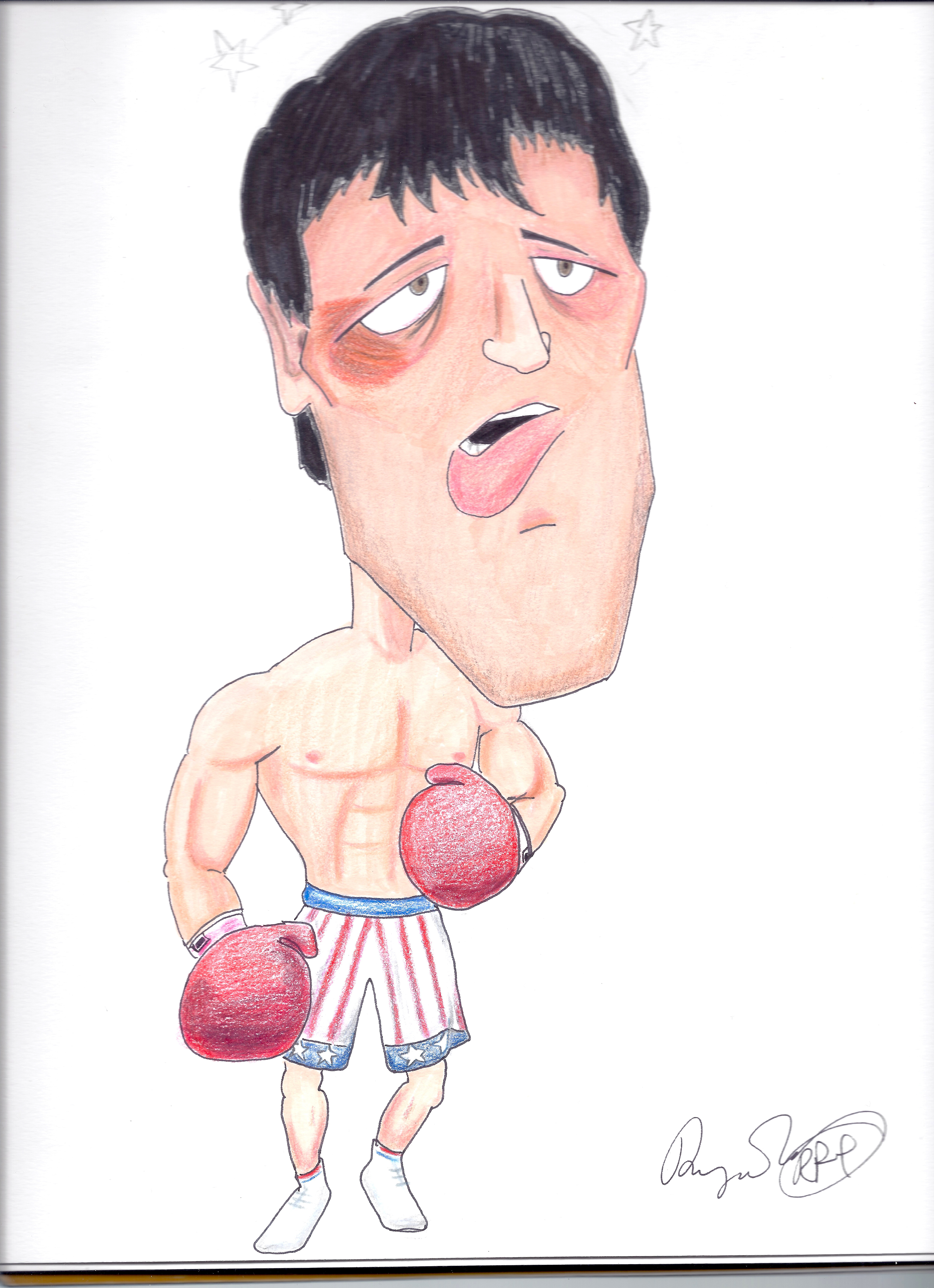 5064x6980 Movie Character Cartoon - Rocky Balboa Sketch