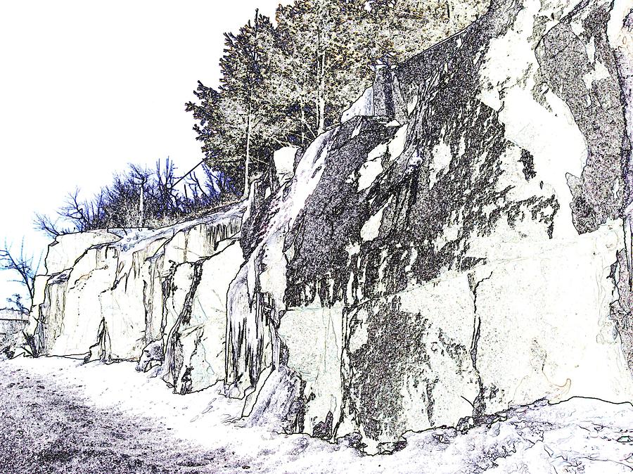 900x674 Rocky Landscape Painting By Denny Phillips - Rocky Sketch