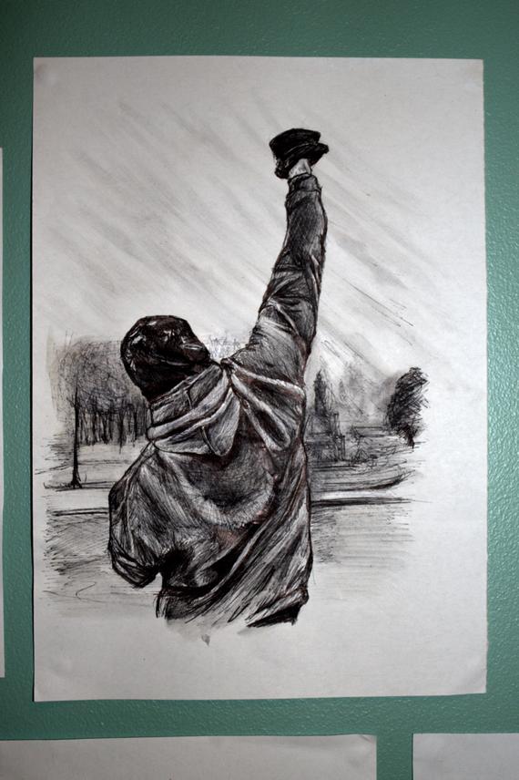 570x856 Customized Pen Drawing Rocky Balboa Etsy - Rocky Sketch