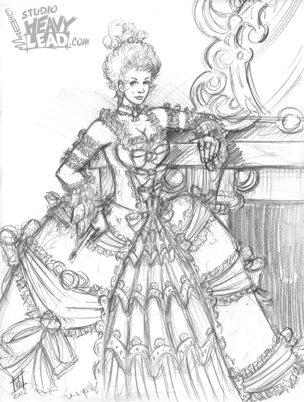 606x800 The Big Rococo Dress Studio Heavylead - Rococo Sketch