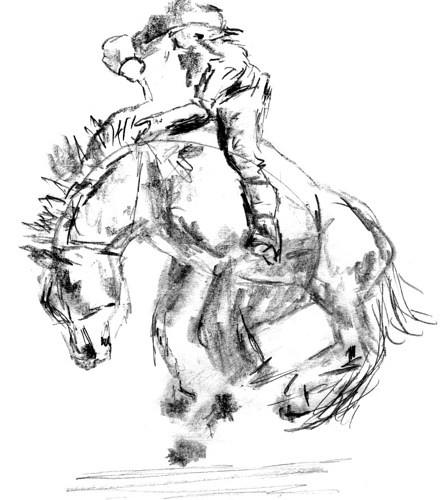 442x500 Rodeo Horse Sketch, Part 3 So Much To Do, So Little Time - Rodeo Sketches