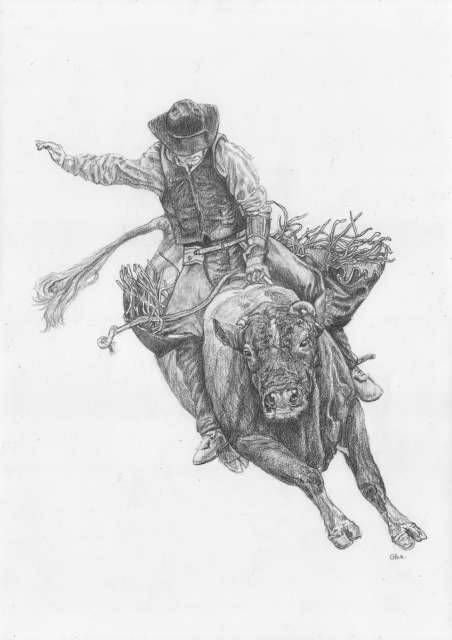 452x640 Bull Riding Drawings Rodeo Four Drawings - Rodeo Sketches