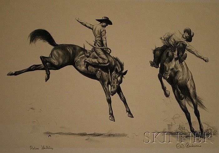 700x490 Clarence William Anderson (American, 1891 1972) Rodeo Sketch - Rodeo Sketches
