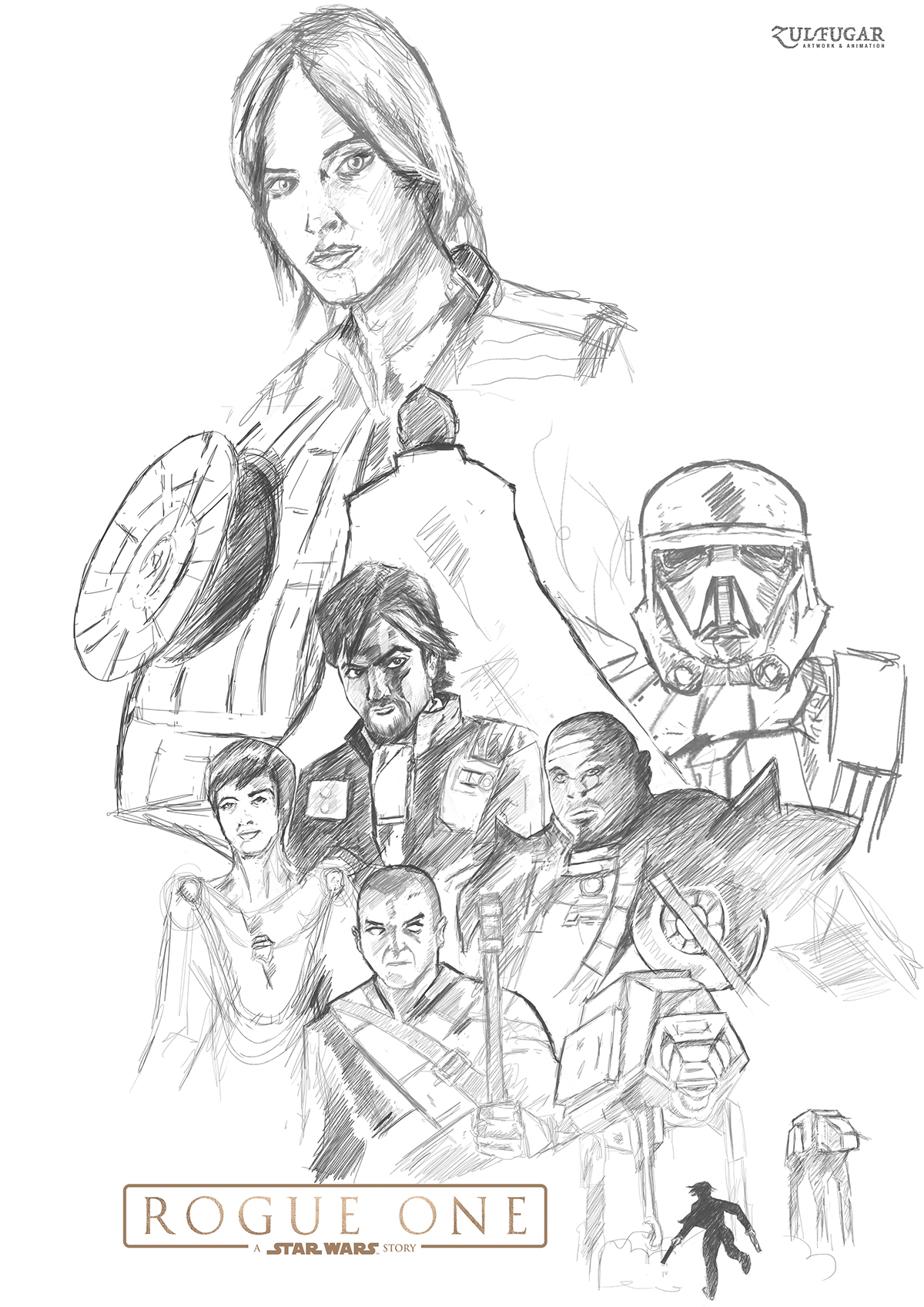 1200x1697 Rogue One A Star Wars Story (Fan) Illustration On Behance - Rogue One Sketch