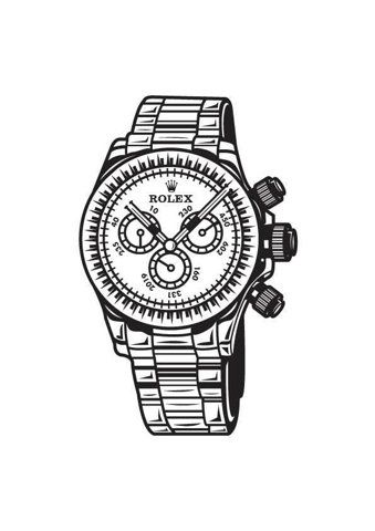 339x480 Line Drawing. Rolex. Fine Work Illustration - Rolex Sketch