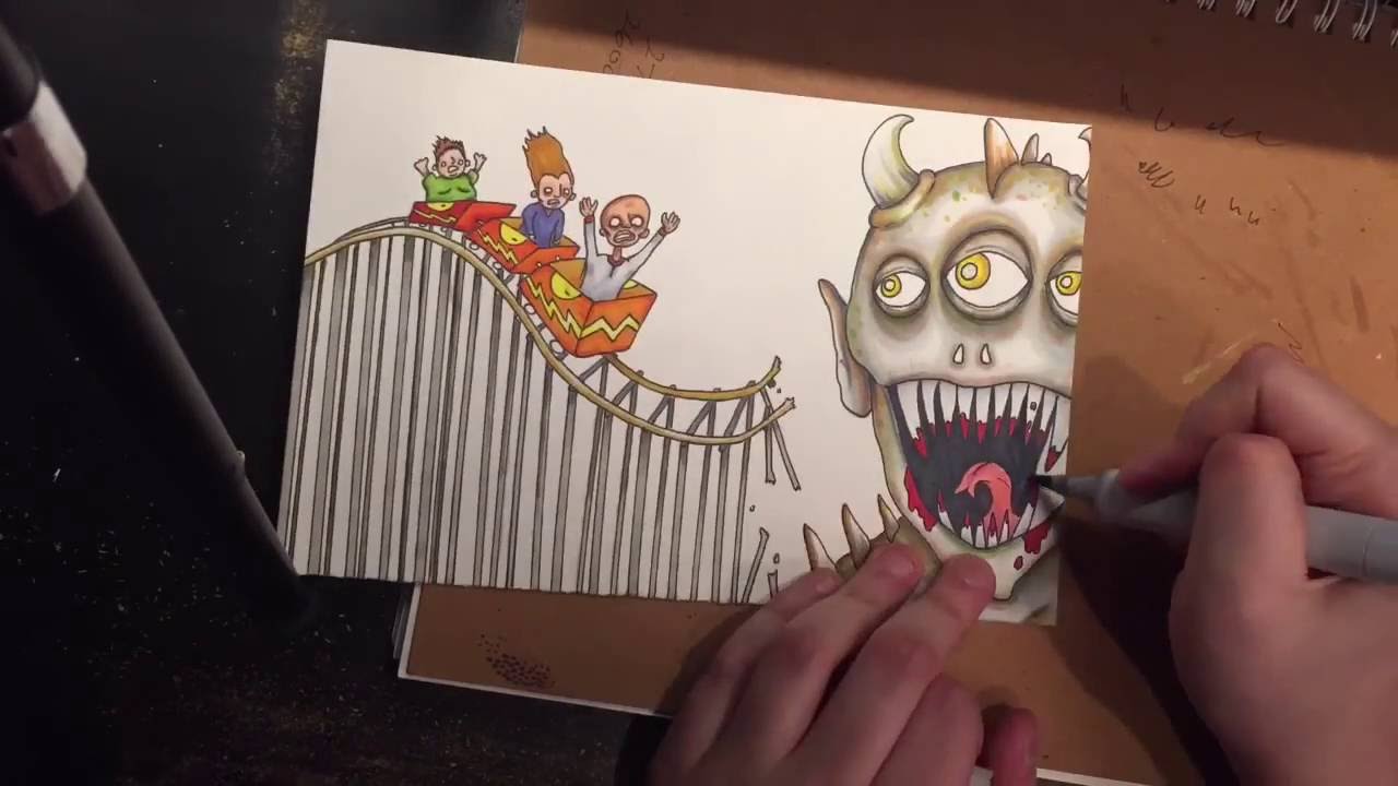 1280x720 Drawing Demon Roller Coaster - Roller Coaster Sketch