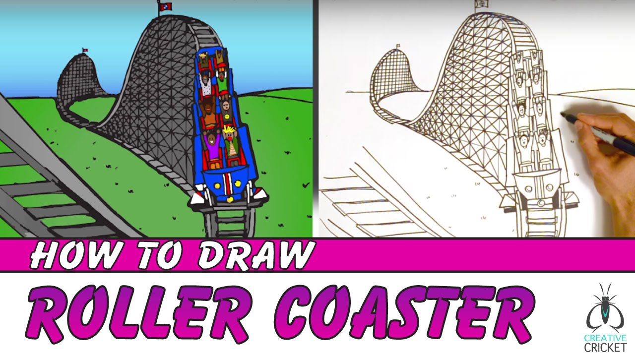 1280x720 How To Draw A Roller Coaster Step By Step In One Point Perspective - Roller Coaster Sketch