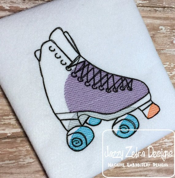 570x582 Roller Skate Sketch Machine Embroidery Design Instant Etsy - Roller Skate Sketch