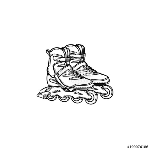 500x500 Roller Shoes Hand Drawn Outline Doodle Icon. Roller Skates Vector - Roller Skate Sketch