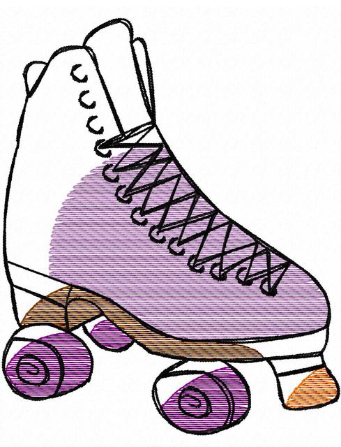 489x640 Roller Skate Sketch Embroidery Design Jazzy Zebra Designs - Roller Skate Sketch