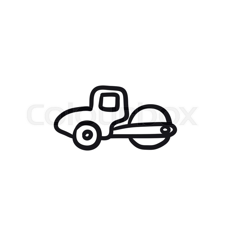 800x800 Road Roller Vector Sketch Icon Isolated On Background. Hand Drawn - Roller Sketch