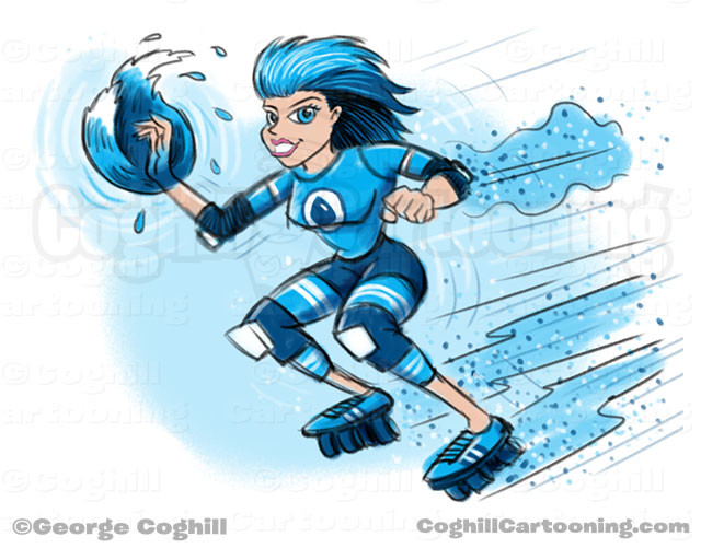 640x501 Roller Derby Superhero Girl Concept Sketch - Roller Sketch