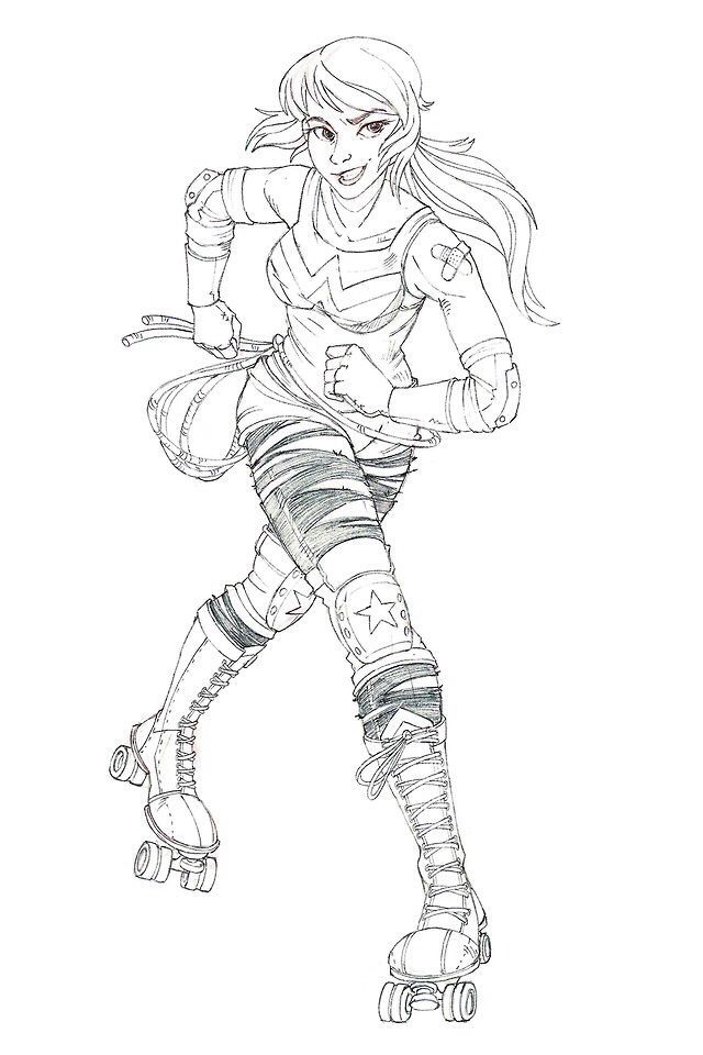 640x960 Roller Derby Girl Sketch Graphic Art Art Amp Images Cgrg Loves - Roller Sketch